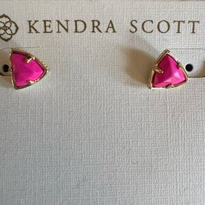 Kendra Scott Perry Hot Pink and Gold Triangle Earrings